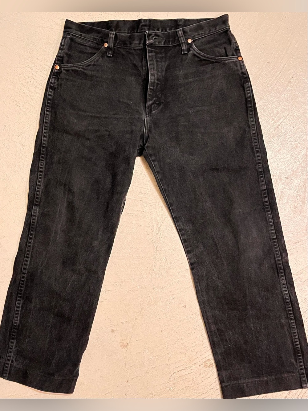 VintageWrangler Black Denim Jeans with Branded Waist Label